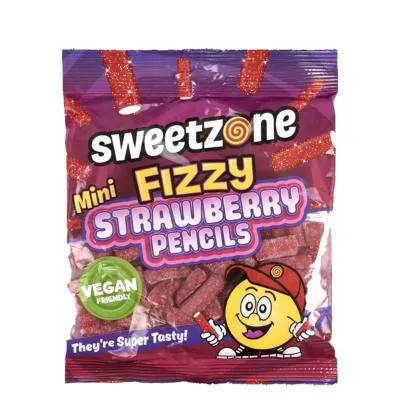 Sweetzone Mini Fizzy Strawberry Pencils 180g (12x)